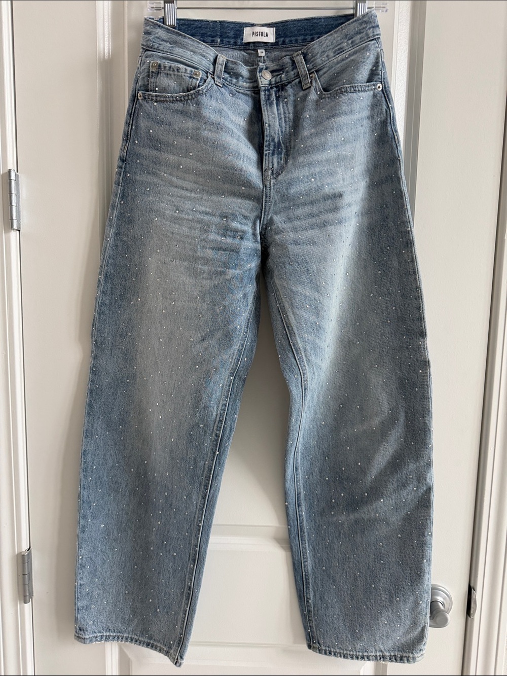 Pistola Light Blue Barrel Jeans with Sparkles Detail